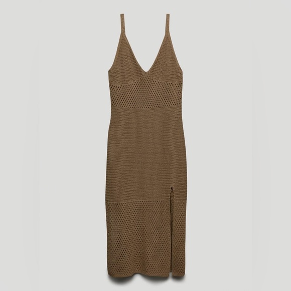 Aritzia Dresses & Skirts - Aritzia Wilfred Evie Crochet Midi Tank Dress in Shitake